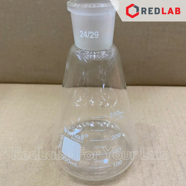Bình tam giác thủy tinh cổ nhám BIOHALL 25 50 100 150 200 250 300 500 1000 ML - NS 14/23 19/26 24/29 29/32 34/35, có VAT