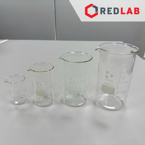 Cốc đốt thủy tinh Cao thành DURAN Class A 50 100 150 250 400 600 800 ml, 1 2 3 5 L, beaker có mỏ chịu nhiệt, có VAT