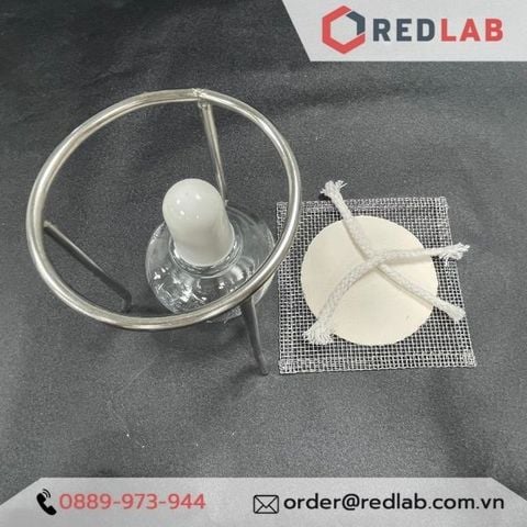 Bộ đun thí nghiệm, gồm kiềng 3 chân inox, lưới nung amiăng, đèn cồn, 2 tim đèn dự phòng - Redlab