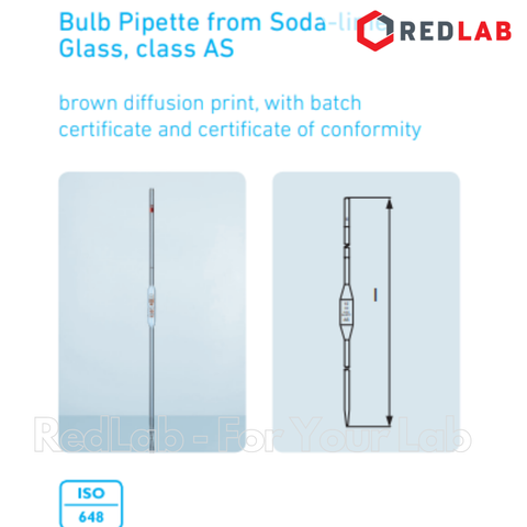 Pipet bầu 1 vạch DURAN Class AS 1 2 5 10 20 25 50 ml, ống hút thủy tinh chính xác thí nghiệm, có VAT