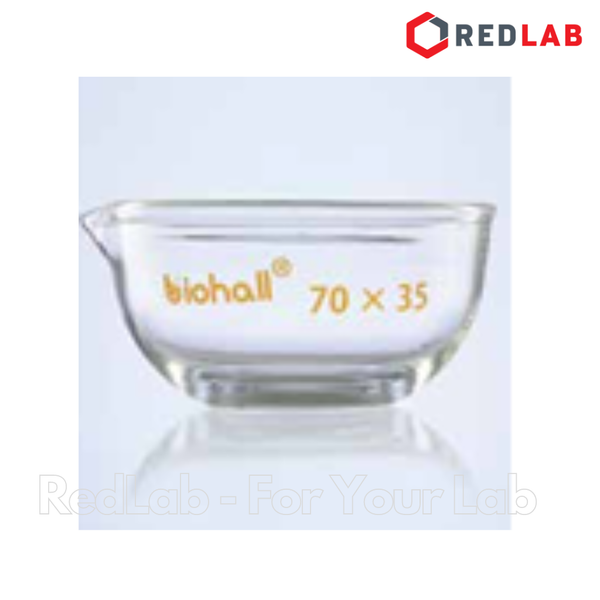 Bát thủy tinh có mỏ BIOHALL 50x25 60x30 70x35 80x45 95x55 105x55 150x80 200x100 mm, thủy tinh boro 3.3, có VAT