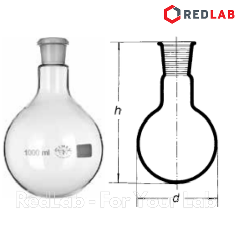 Bình cầu đáy tròn 1 cổ nhám SIMAX Class A 50 100 250 500 1000 4000 ml - 29/32 45/40, có VAT