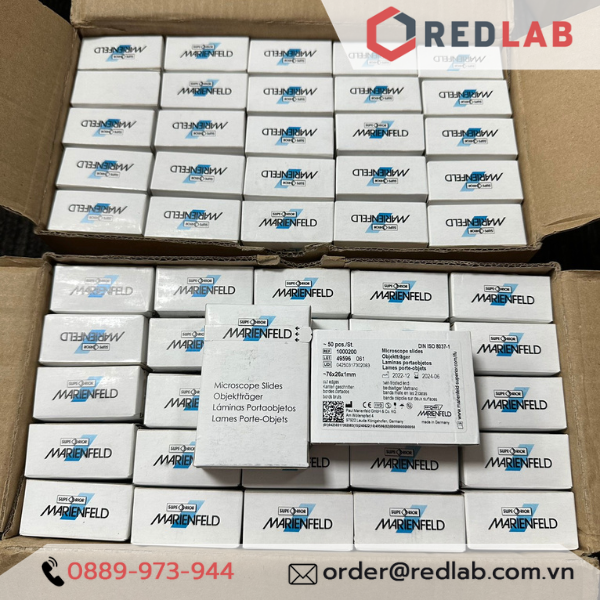 Lam kính trơn / nhám 76x26mm MARIENFELD Đức microscope slide 1000000 1000200 (hộp 50 cái) có VAT