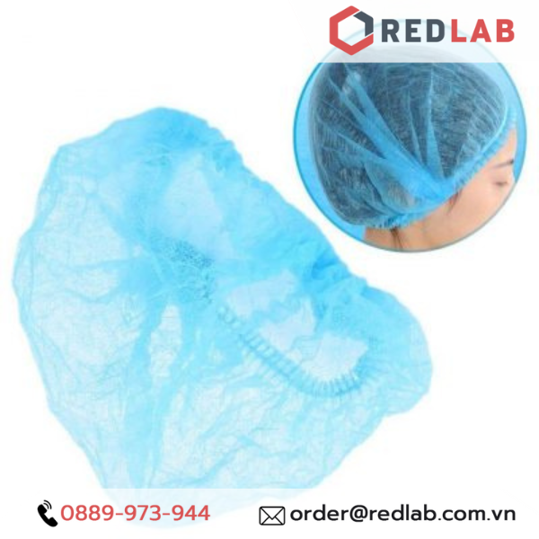 Nón trùm đầu / mũ con sâu PT Medical vải không dệt màu xanh, dùng cho spa, thí nghiệm, nhà máy, có VAT