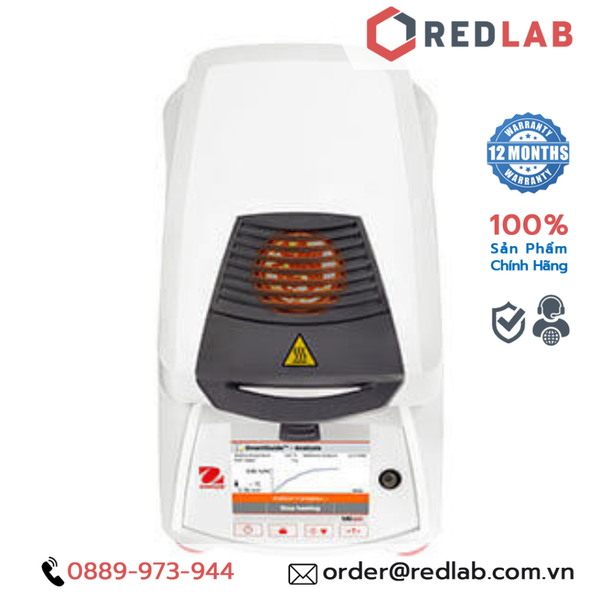 Cân sấy ẩm (xác định độ ẩm) 120g / 0.001g / 0.015% / max 230°C OHAUS MB120, màn hình màu cảm ứng, có VAT