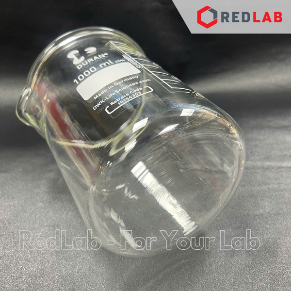 Cốc đốt thấp thành, thành miệng dày DURAN 150 250 400 600 1000 2000 ml, super duty beaker, có VAT