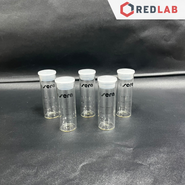 Cuvet lọ thuỷ tinh 20ml có nắp SERA – dùng thay thế cho bộ test nhanh đo các chỉ tiêu trong nước nuôi trồng thuỷ hải sản