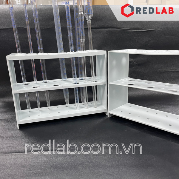 Giá đỡ Pipet thủy tinh dạng thẳng hoặc bầu, 16 vị trí KARTELL - Ý 255, nhựa PP, 200x75x150mm, có VAT