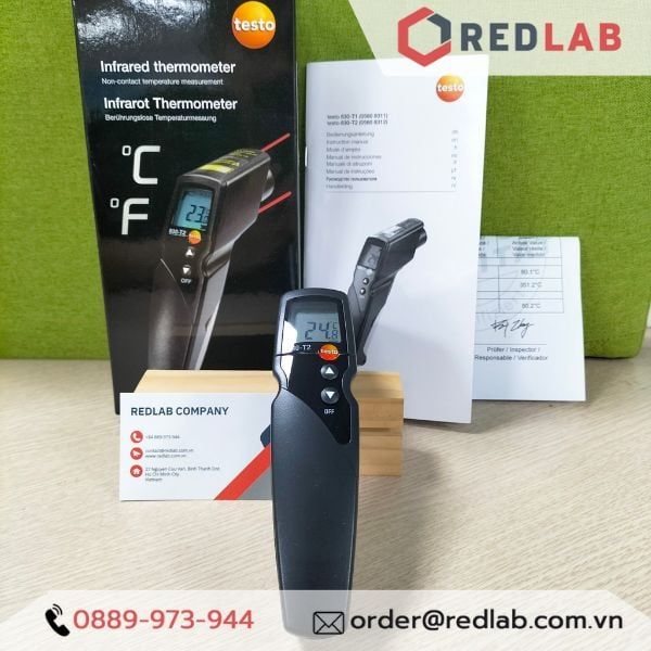 Máy đo nhiệt độ kế hồng ngoại TESTO 830 T2 (0560 8312) nhiệt kế đo bề mặt - 50 đến +500 °C, chính hãng, có VAT