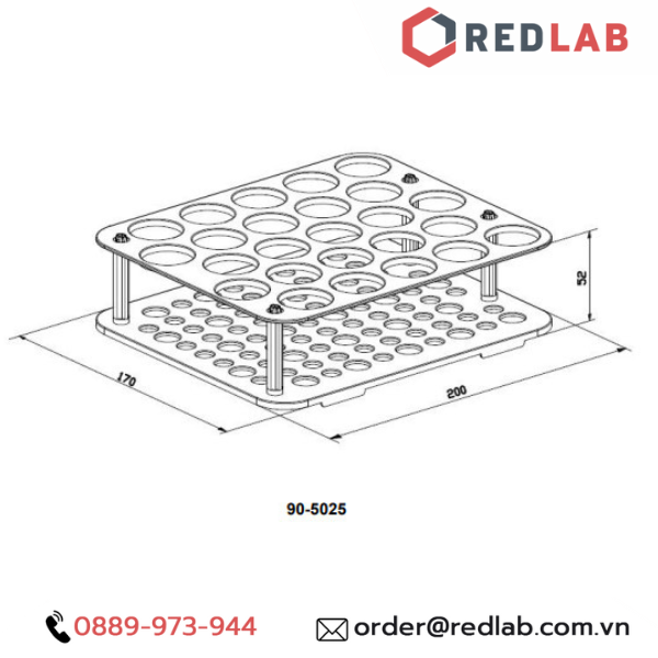Giá đựng - giá đỡ ống ly tâm falcon 15ml và 50ml BIOLOGIX (PP Centrifuge Tube Racks) có thể tháo lắp, có VAT