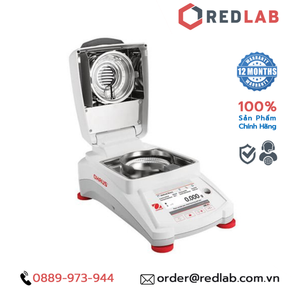 Cân sấy ẩm (xác định độ ẩm) 90g / 0.001g / 0.02% / max 200°C OHAUS MB90, màn hình màu cảm ứng, có VAT
