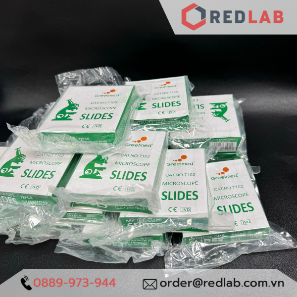 Lam kính hiển vi GREETMED trơn 7102 / nhám 7105 dày 1-1.2mm (hộp 72 cái) microscope slide, có VAT