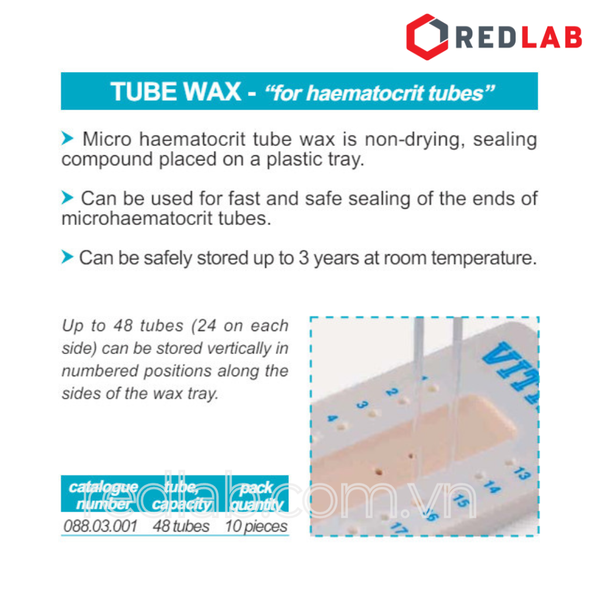 Đĩa sáp Wax plates cho ống mao quản ISOLAB 088.03.001, đánh số 24 lỗ, có VAT