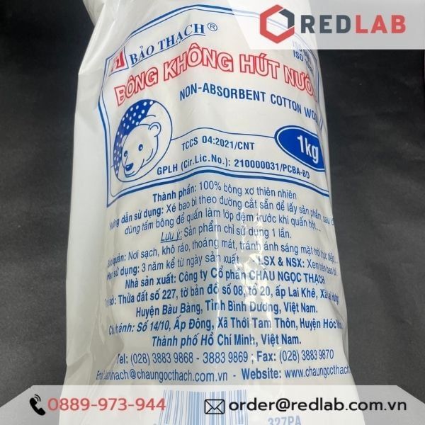 Bông gòn Bảo Thạch gói 1kg thấm nước / không thấm nước (bông mỡ không hút nước), có VAT