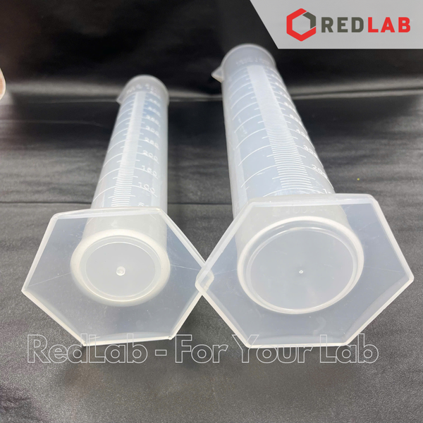 Ống đong nhựa PP vạch nổi trắng ONELAB 10 25 50 100 250 500 1000 2000 ml, đáy lục giác, chịu nhiệt, có VAT
