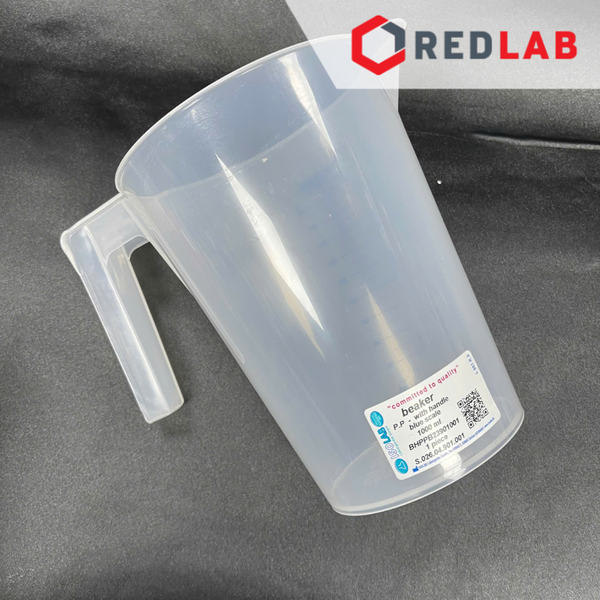 Ca nhựa PP có quai nửa vạch sơn xanh ISOLAB 100 250 500 1000 2000 ml, cốc đong hóa chất chịu nhiệt, có VAT