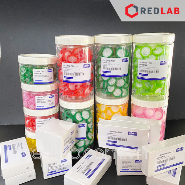 [Hộp 100 cái] Đầu lọc MCE Syringe filter Labfill ALWSCI 13mm / 25mm, lỗ lọc 0.22um / 0 45um, dùng cho sắc ký HPLC, có VAT