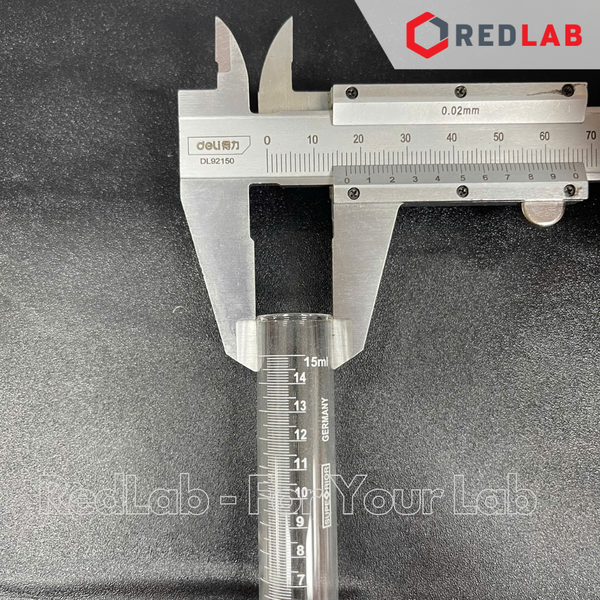 Ống ly tâm thủy tinh 15ml MARIENFELD Đức 3900022, đường kính 16.5mm dài 113mm glass centrifuge tube, có VAT