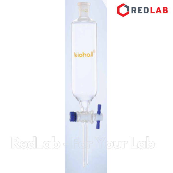 Bình lắng gạn hình trụ BIOHALL khóa nhựa PTFE 50 100 250 500 1000 ml - nhám trên 29/32, thủy tinh boro 3.3, có VAT