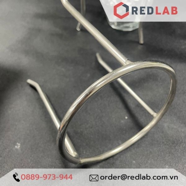 Kiềng nung 3 chân inox Ø 10cm cao 13cm, dùng đun với ngọn lửa đèn cồn trong thí nghiệm, trường học, có VAT
