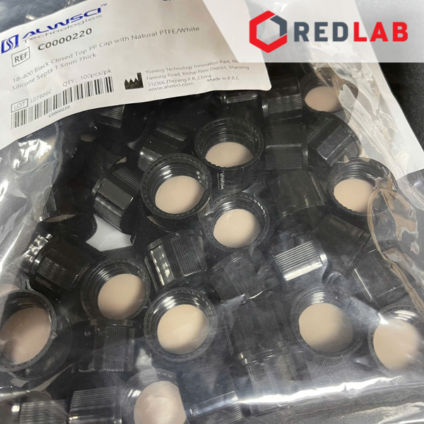 [Bộ 100 cái] ALWSCI Chai thủy tinh vial 10ML 22x52mm trắng / nâu + Nắp vặn kín nhựa PP 18-400 septa 1.5mm PTFE / silicone