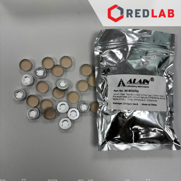 Chai vial 20ml trắng, miệng phẳng 75.5x22.5mm ALAIN dùng nắp bấm nhôm, trong sắc ký, mua chai và nắp riêng, có VAT