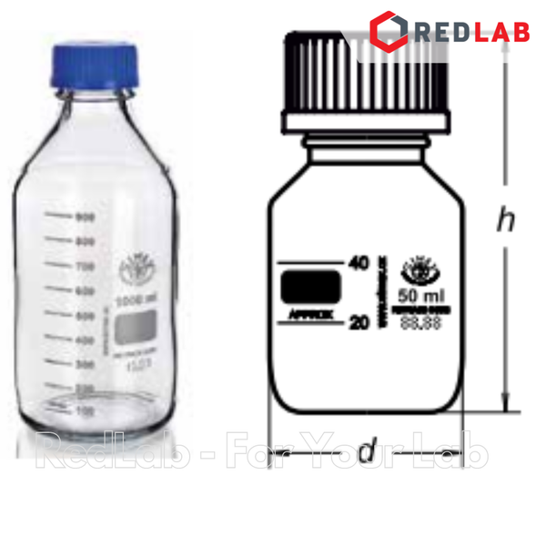 Chai trung tính trắng SIMAX Class A 50 100 150 250 500 ml, 1 2 5 10 20 L nắp vặn PP xanh GL 32 45, có VAT