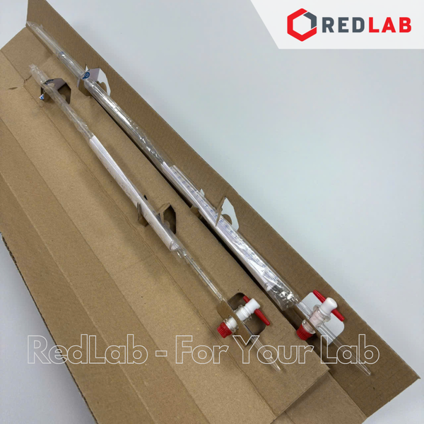 Buret thủy tinh trắng BIOHALL khóa nhựa PTFE 10 25 50 100 ml, Class AS, có VAT