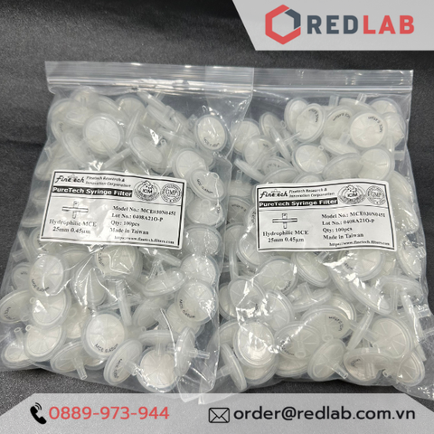 Đầu lọc Syringe MCE, đường kính 25mm, lỗ lọc 0.22µm và 0.45µm-'REDLAB'