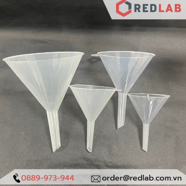 Phễu nhựa PP ONELAB Ø 40 65 75 90 100 120 150 mm, dùng chiết rót mẫu thí nghiệm, có VAT