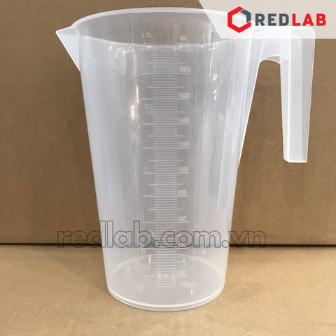 Ca nhựa PP có quai nửa, có mỏ, vạch khắc nổi trắng GENLAB 500 1000 2000 ml, hấp tiệt trùng, có VAT