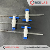 Buret trắng Eco khoá nhựa PTFE ONELAB10 25 50ml, burette thủy tinh chia vạch cho thí nghiệm chuẩn độ, có VAT