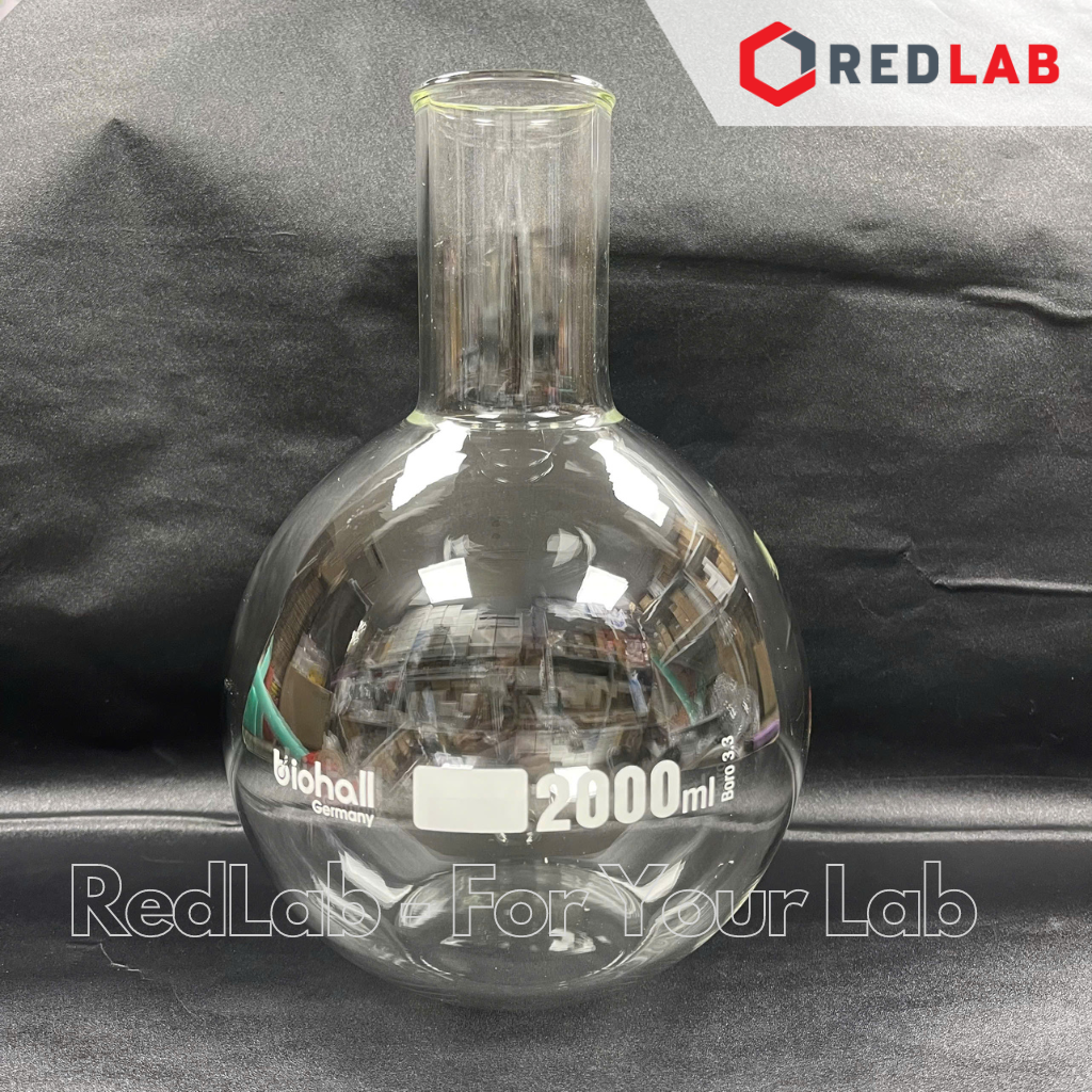 Bình cầu đáy bằng cổ trơn BIOHALL 50 100 250 500 ml 1L 2L 3L 5L 10L 20L, mark trắng, có VAT