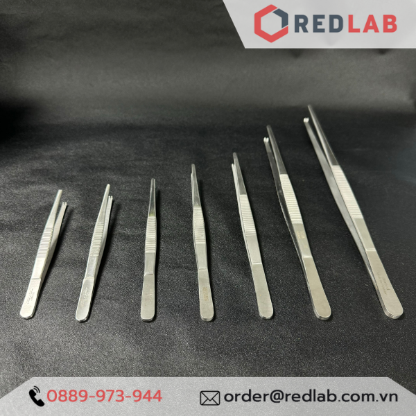 Nhíp thẳng đầu tù có mấu Pakistan 12.5 14 16 18 20 25 30 cm, dùng trong lab thí nghiệm, có VAT
