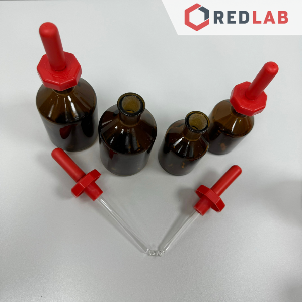Chai nhỏ giọt thủy tinh ONELAB trắng / nâu 60 125 ml, chai congtogut nắp nhựa kèm quả bóp, đựng mẫu thí nghiệm, có VAT