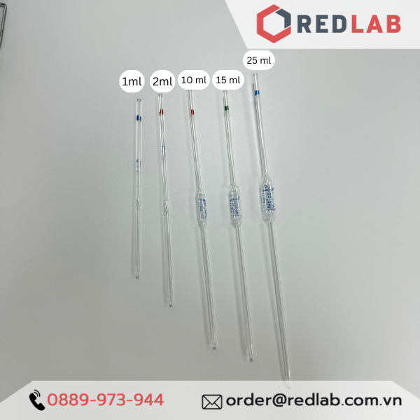 Pipet bầu 1 vạch BIOHALL Class AS 0.5 1 2 3 4 5 6 7 8 9 10 15 20 25 30 40 50 100 ml, chia vạch xanh / nâu, có VAT