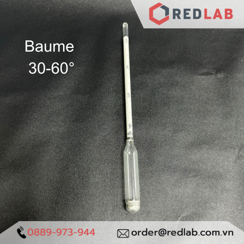 Baume kế 30-60 : 0,5°Bé Tp 15°C hãng Alla - Pháp code 0300FG060/15-qp - Redlab