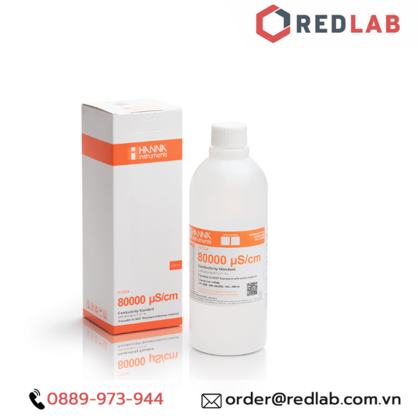 Dung Dịch Hiệu Chuẩn Độ Dẫn (EC) 80000 µS/cm, Chai 500mL Hanna HI7034L, Có VAT