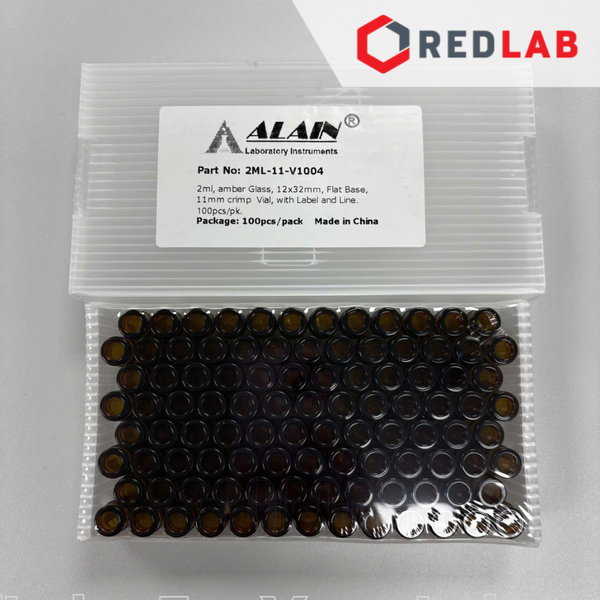 Chai vial 2ml trắng / nâu miệng 11mm hãng ALAIN dùng nắp bấm nhôm, trong sắc ký HPLC, mua chai và nắp riêng, có VAT