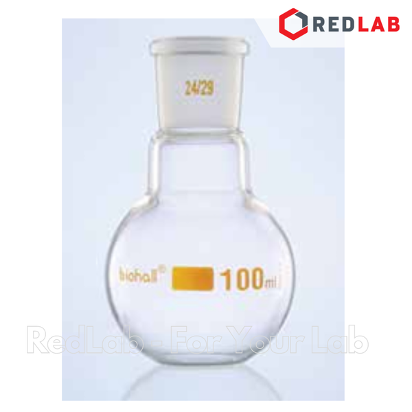 Bình cầu đáy bằng 1 cổ nhám BIOHALL 25 50 100 250 500 ml 1L 2L 3L 5L 10L 20L - 14/23 19/26 24/29 29/32 34/35 45/40 55/44, mark trắng, có VAT