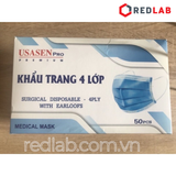  Khẩu trang 4 lớp kháng khuẩn PA Medical / USASEN, màu xanh dương, vải không dệt, hộp 50 cái, có VAT 