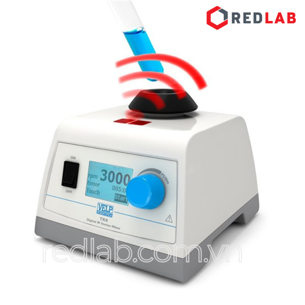 Máy lắc Vortex TX4 (F202A0270) hãng VELP - Ý, cài đặt Digital, cảm ứng Hồng ngoại / liên tục, max 3000 vòng/phút, có VAT