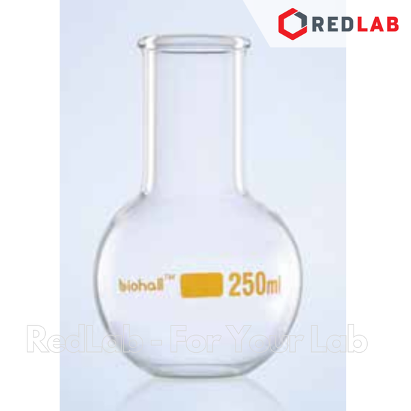 Bình cầu đáy bằng cổ trơn BIOHALL 50 100 250 500 ml 1L 2L 3L 5L 10L 20L, mark trắng, có VAT