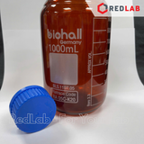 Chai trung tính nâu BIOHALL  25ml đến 20L - nắp vặn PP xanh GL25 GL32 GL45, thuỷ tinh boro 3.3 vạch trắng, có VAT