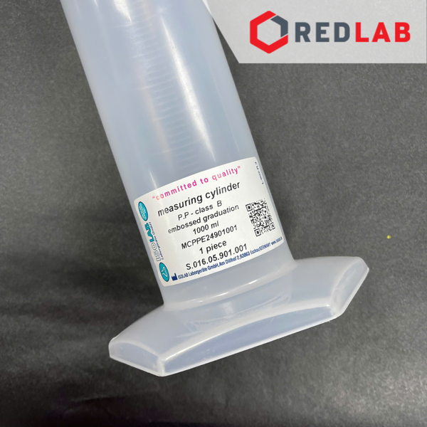 Ống đong trắng nhựa PP vạch nổi trắng ISOLAB Class B, 10 25 50 100 250 500 1000 ml, có VAT