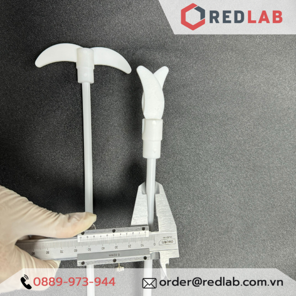 Cánh khuấy Teflon ĐK 7mm dài 30cm 35cm 40cm 50cm DINLAB, đũa khuấy dung dịch, trộn mẫu thí nghiệm dùng cho máy khuấy cơ, có VAT