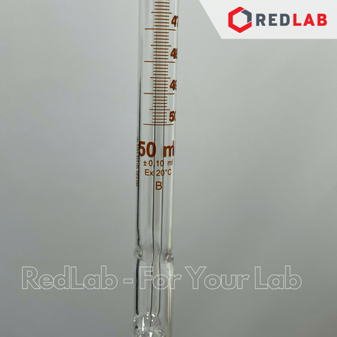 Buret tự động trắng STCK khoá thuỷ tinh SIMAX Class AS 10 25 50 ml, gồm bình chứa 2L và quả bóp, có VAT