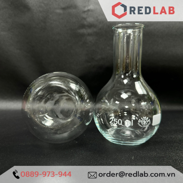 Bình cầu thủy tinh đáy bằng miệng hẹp SIMAX Class A 50 100 250 500 1000 ml, có VAT