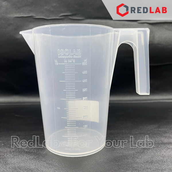 Ca nhựa PP có quai nửa vạch nổi trắng ISOLAB 100 250 500 1000 2000 3000 ml, cốc đong hóa chất chịu nhiệt, có VAT