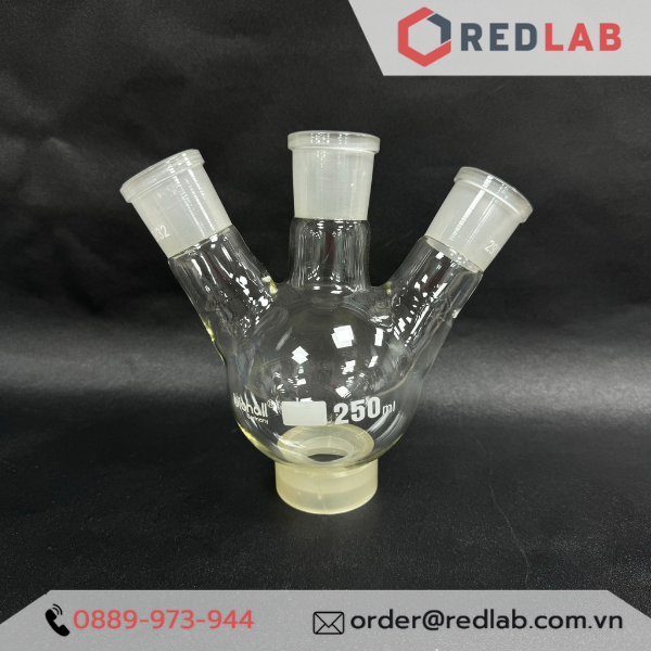 Bình cầu đáy tròn 3 cổ nhám BIOHALL 250 500 1000 ml 2L 5L 10L 20L - 19/26 24/29 29/32 34/35 45/40 55/44, có VAT